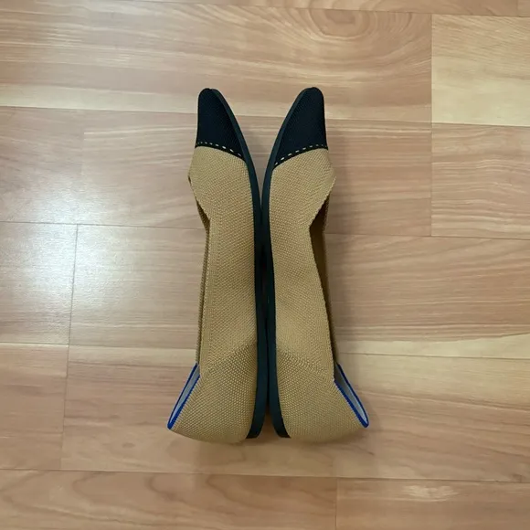 Rothy’s Tan/Black The Point II In Love Insole Comfort Flats in Camel Captoe 8.5