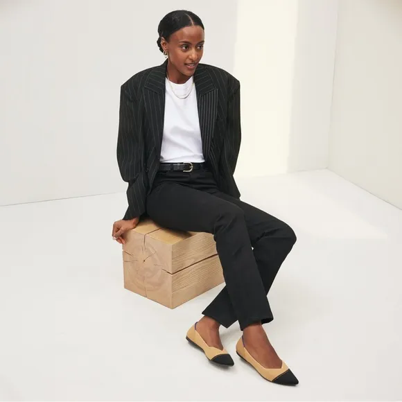 Rothy’s Tan/Black The Point II In Love Insole Comfort Flats in Camel Captoe 8.5