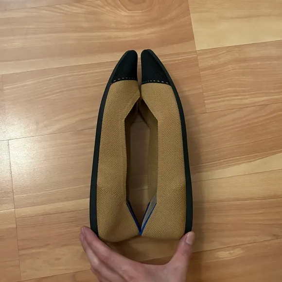 Rothy’s Tan/Black The Point II In Love Insole Comfort Flats in Camel Captoe 8.5