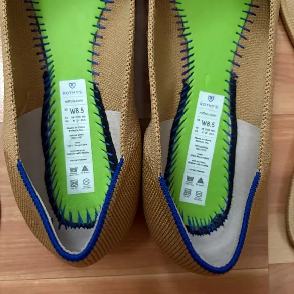 Rothy’s Tan/Black The Point II In Love Insole Comfort Flats in Camel Captoe 8.5