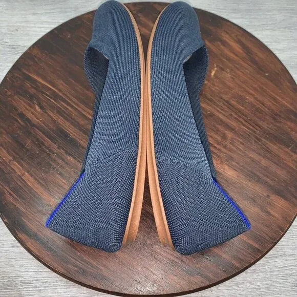 Rothy’s The Flat Women’s 7.5 Rounded Toe Shoes Navy Neautral Washable Slip On