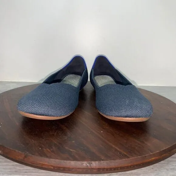 Rothy’s The Flat Women’s 7.5 Rounded Toe Shoes Navy Neautral Washable Slip On