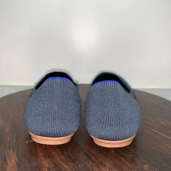 Rothy’s The Flat Women’s 7.5 Rounded Toe Shoes Navy Neautral Washable Slip On