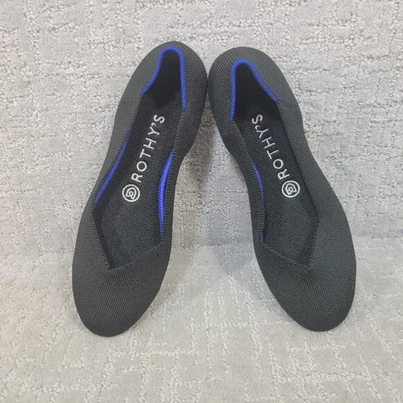 Rothy's The Flat Women's Size 7.5 Black Solid Round Toe Slip On Ballet Shoes