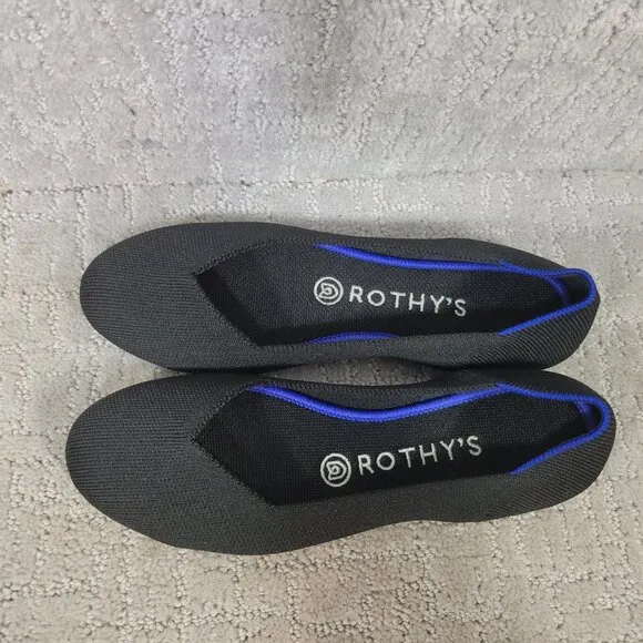 Rothy's The Flat Women's Size 7.5 Black Solid Round Toe Slip On Ballet Shoes
