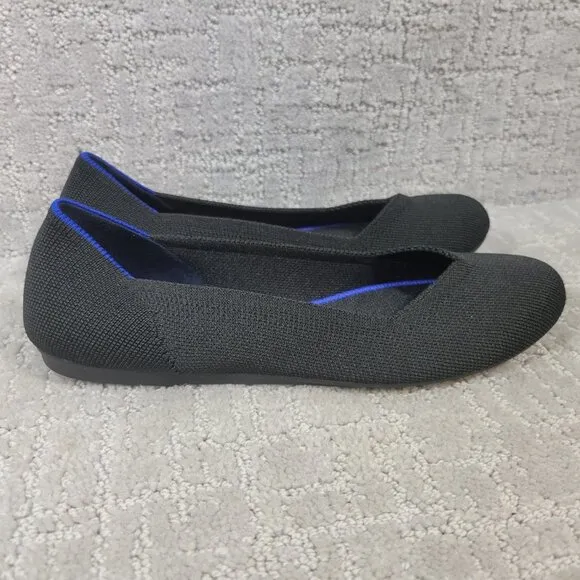 Rothy's The Flat Women's Size 7.5 Black Solid Round Toe Slip On Ballet Shoes