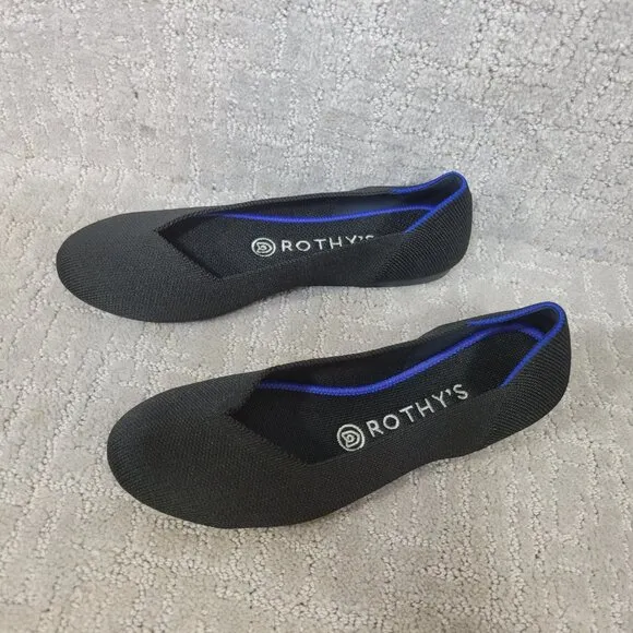 Rothy's The Flat Women's Size 7.5 Black Solid Round Toe Slip On Ballet Shoes