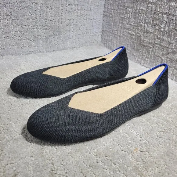 Rothys The Flat Women's Size 7.5 US Black Solid Round Toe Slip on Flat Shoes