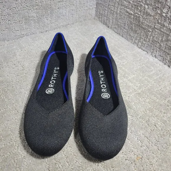 Rothys The Flat Women's Size 7.5 US Black Solid Round Toe Slip on Flat Shoes