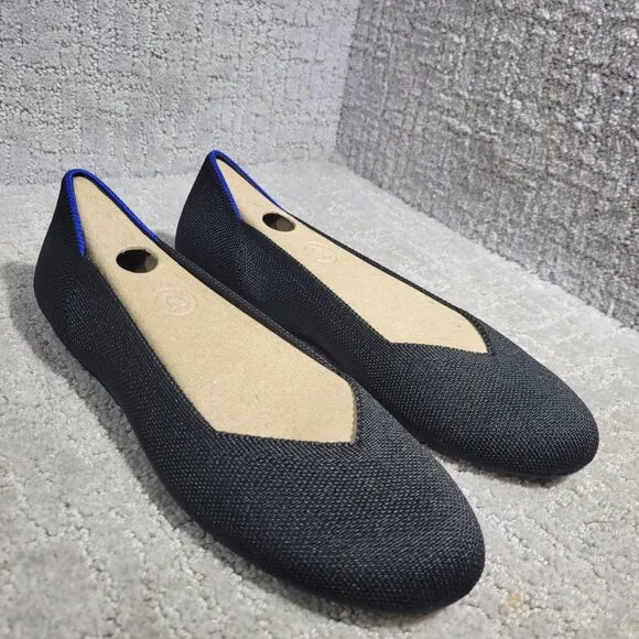 Rothys The Flat Women's Size 7.5 US Black Solid Round Toe Slip on Flat Shoes