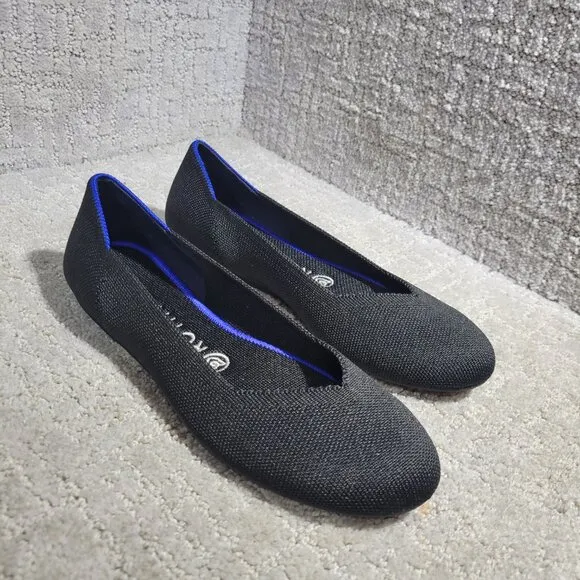Rothys The Flat Women's Size 7.5 US Black Solid Round Toe Slip on Flat Shoes