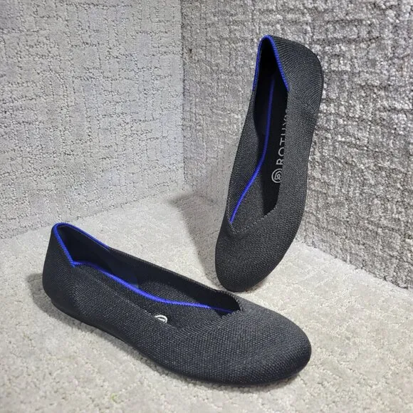 Rothys The Flat Women's Size 7.5 US Black Solid Round Toe Slip on Flat Shoes