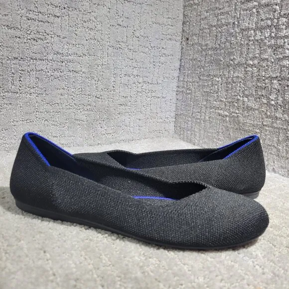 Rothys The Flat Women's Size 7.5 US Black Solid Round Toe Slip on Flat Shoes