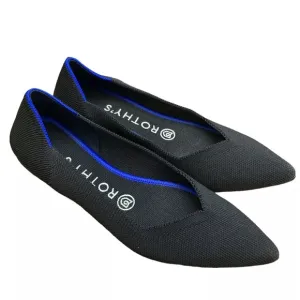 Rothy's The Point Black Flats with Royal Blue StripeBallet Flats Size 9.5