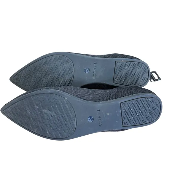 Rothy's The Point Black Flats with Royal Blue StripeBallet Flats Size 9.5