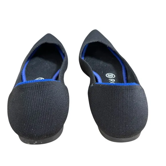 Rothy's The Point Black Flats with Royal Blue StripeBallet Flats Size 9.5