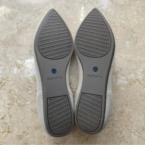 Rothy's The Point Flats in Flax Birdseye Grey, Size 8.5, EUC