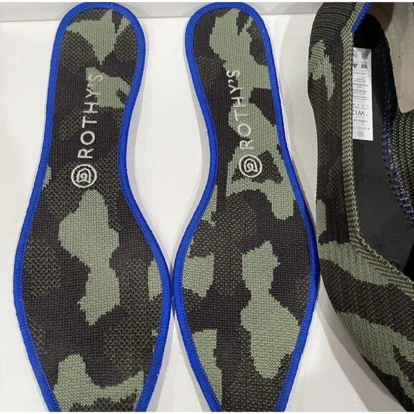 Rothy's The Point Olive Camo Flats Slip On Womens Shoes Size 12 Green WORN ONCE