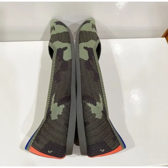 Rothy's The Point Olive Camo Flats Slip On Womens Shoes Size 12 Green WORN ONCE