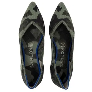 Rothy's The Point Olive Green Camo Print Knit Flats Shoes Size 7.5