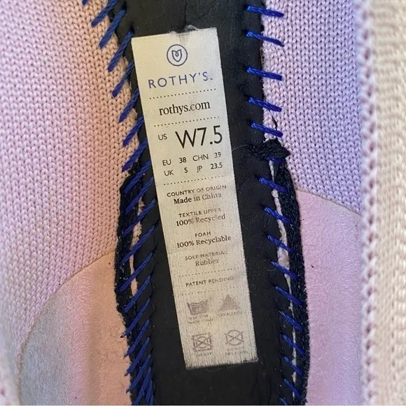 Rothy’s The Point Pink Flat Slip On Shoes Size 7.5