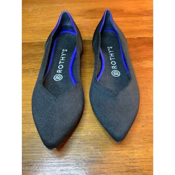 Rothy’s The Point Women US 7.5 Maritime Navy Black Flats Luxury preppy
