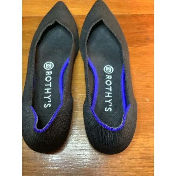 Rothy’s The Point Women US 7.5 Maritime Navy Black Flats Luxury preppy