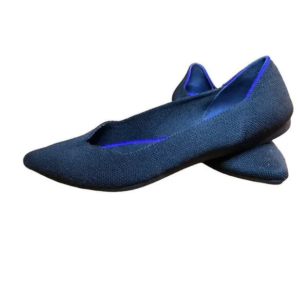 Rothy’s The Point Women US 7.5 Maritime Navy Black Flats Luxury preppy