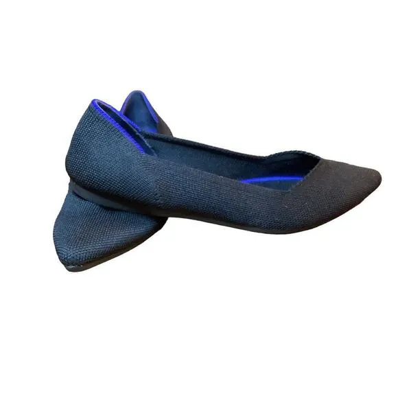 Rothy’s The Point Women US 7.5 Maritime Navy Black Flats Luxury preppy