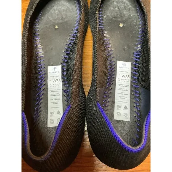 Rothy’s The Point Women US 7.5 Maritime Navy Black Flats Luxury preppy