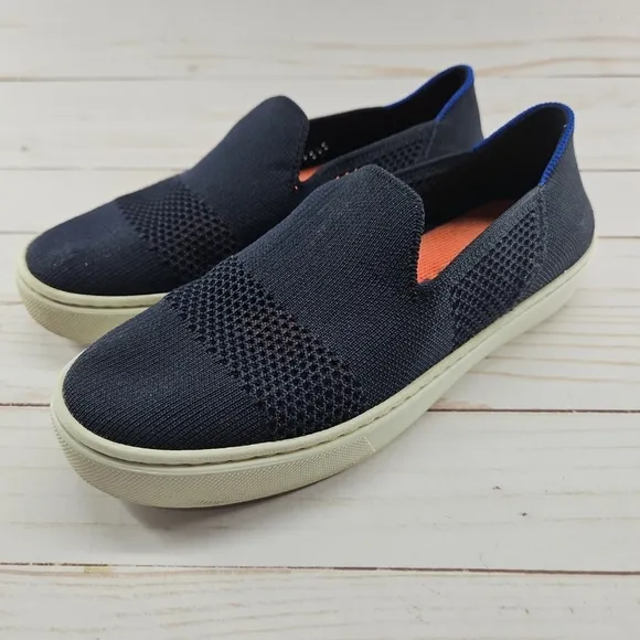 Rothy's The Sneaker Maritime Lattice Stitch‎ Navy Slip On Shoes Womens Size 5.5