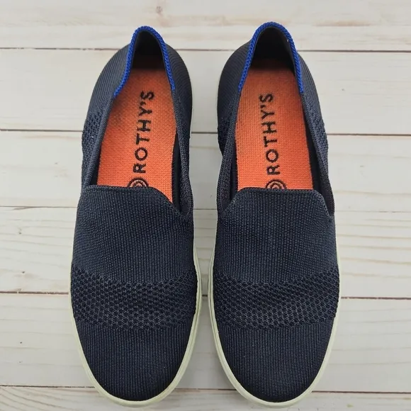 Rothy's The Sneaker Maritime Lattice Stitch‎ Navy Slip On Shoes Womens Size 5.5