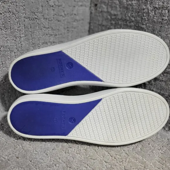 Rothy's The Sneaker Women's Size 9.5 Indigo Gingham Blue Textile Slip On Shoes