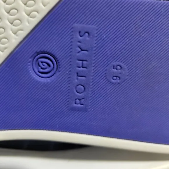 Rothy's The Sneaker Women's Size 9.5 Indigo Gingham Blue Textile Slip On Shoes