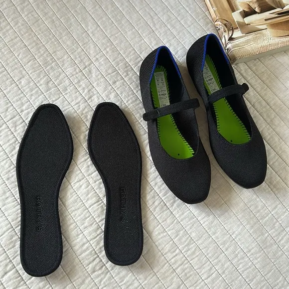 Rothy’s The Square Mary Jane ballet flats shoes, Black 6.5