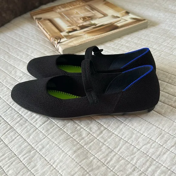 Rothy’s The Square Mary Jane ballet flats shoes, Black 6.5