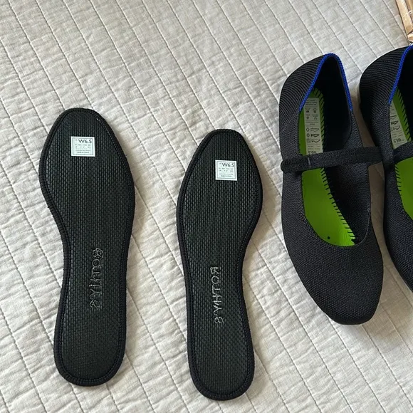 Rothy’s The Square Mary Jane ballet flats shoes, Black 6.5