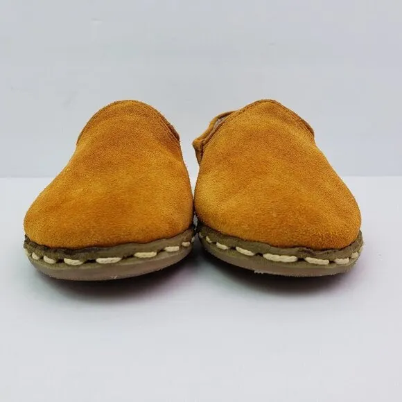 Sabah Womens Size EU 35 US 4.5-5 Mustard Yellow Leather Slip On Handmade Shoes