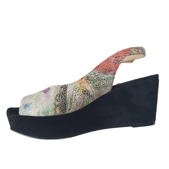Sacha London Leather Floral Wedge Heels