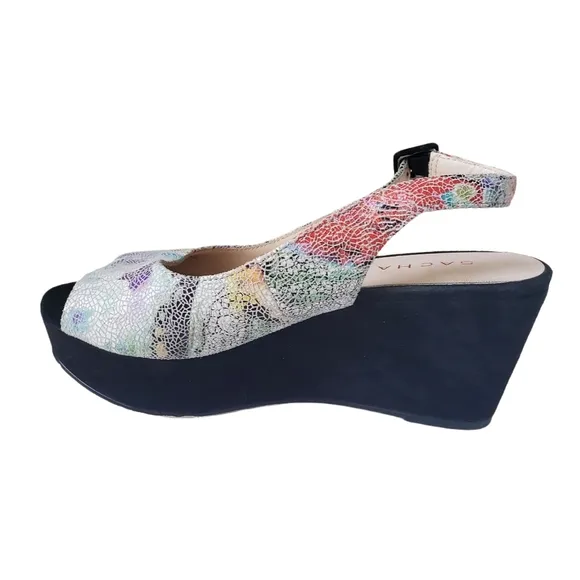 Sacha London Leather Floral Wedge Heels