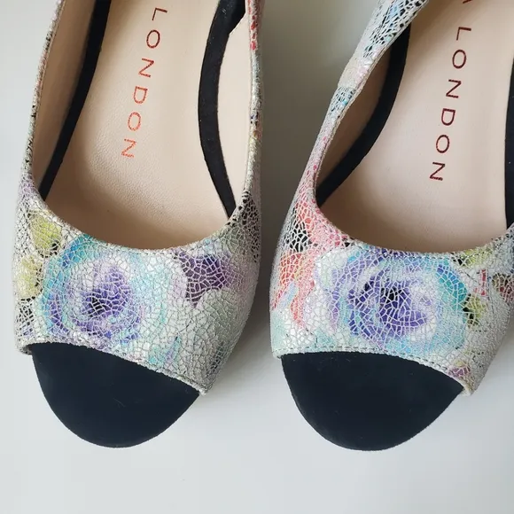 Sacha London Leather Floral Wedge Heels