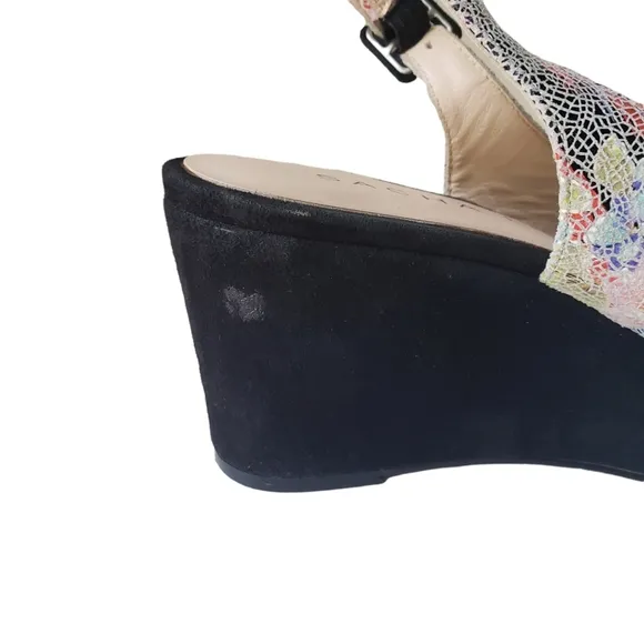Sacha London Leather Floral Wedge Heels