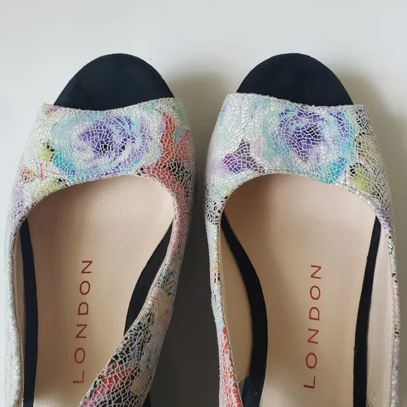 Sacha London Leather Floral Wedge Heels