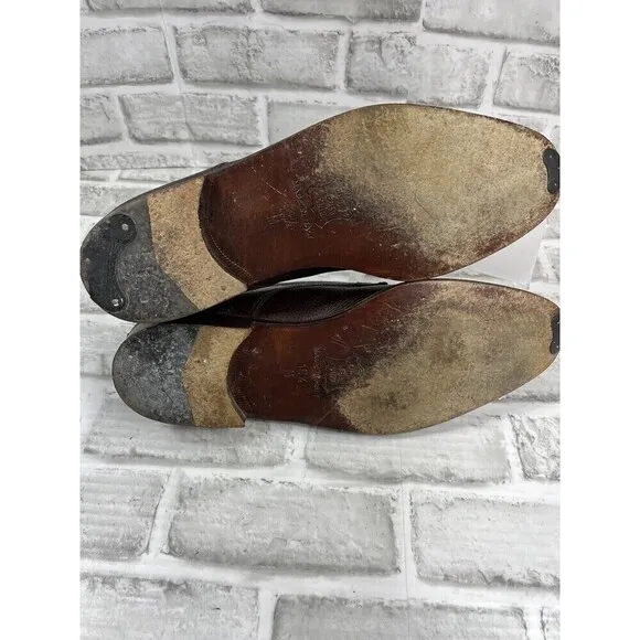 Saks Fifth Ave Men's 10.5 Brown Leather Cap Toe Dress Oxford Shoes Made in Italy