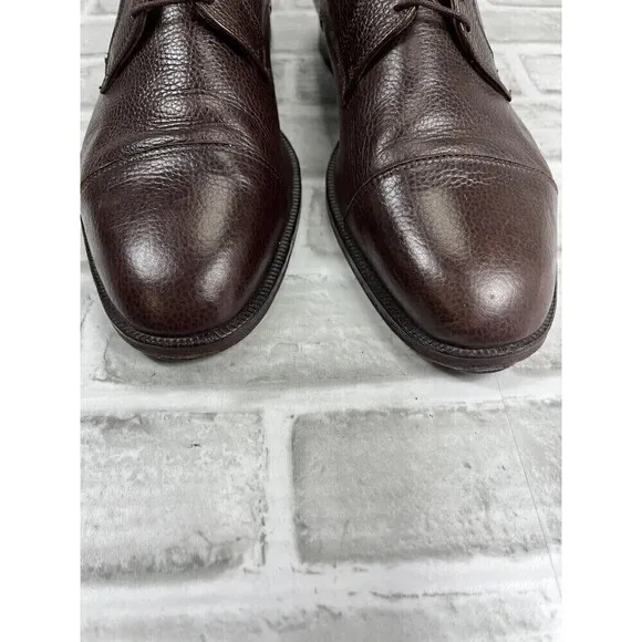 Saks Fifth Ave Men's 10.5 Brown Leather Cap Toe Dress Oxford Shoes Made in Italy