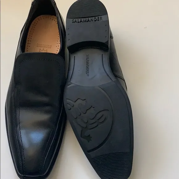 Salamander black leather men dress shoes size 46