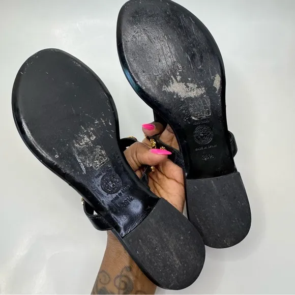 ‼️SALE‼️ Versace Medusa Stud Black Leather Sandals