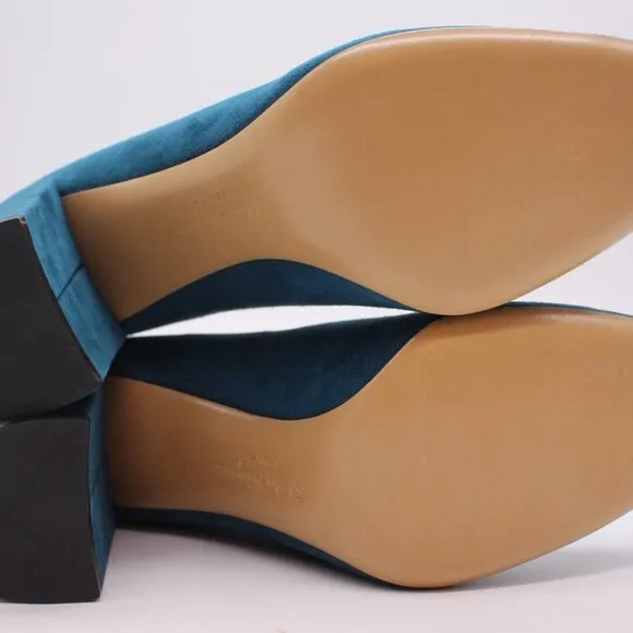 Salvatore Ferragamo 'Arezzo 85' Cypress Blue Suede Pump Heels 6 or 7 $595 Shoes