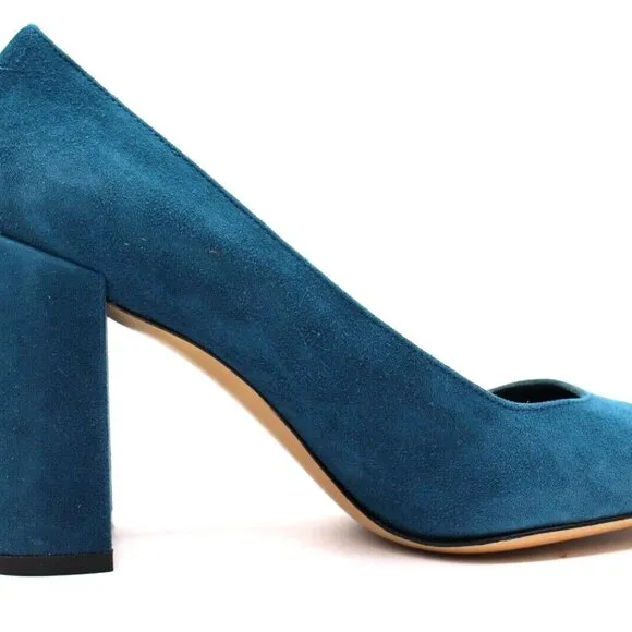 Salvatore Ferragamo 'Arezzo 85' Cypress Blue Suede Pump Heels 6 or 7 $595 Shoes