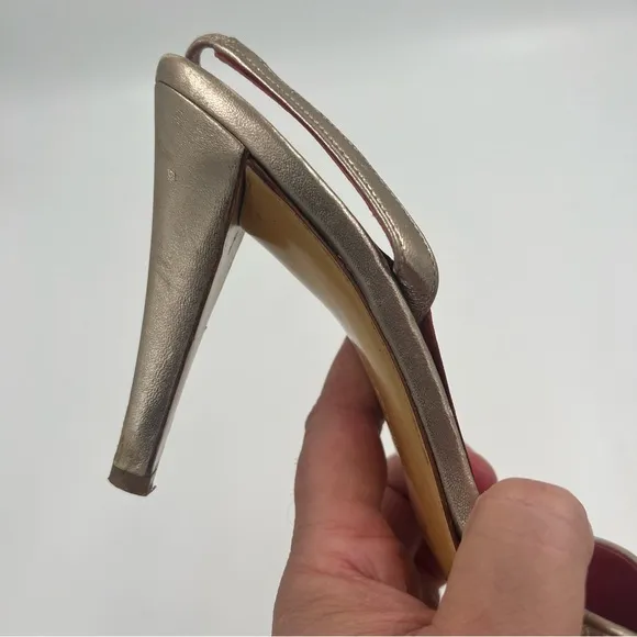 Salvatore Ferragamo Batticuore Bijoux Napa Calf Leather Heels Gold 10 Jeweled